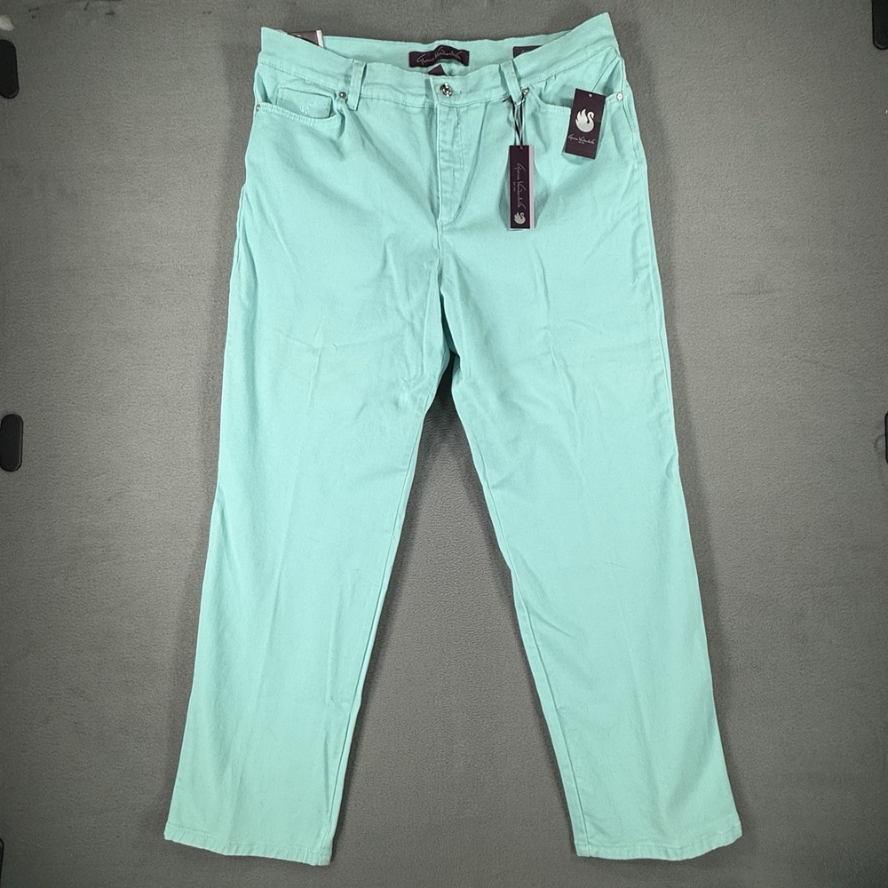 New Gloria Vanderbilt Amanda The Original Slimming Jean Mint Blue 16 Short